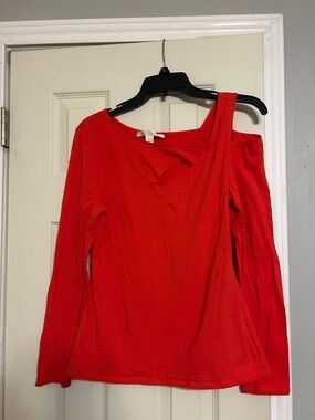 Boston Proper orange cold shoulder top